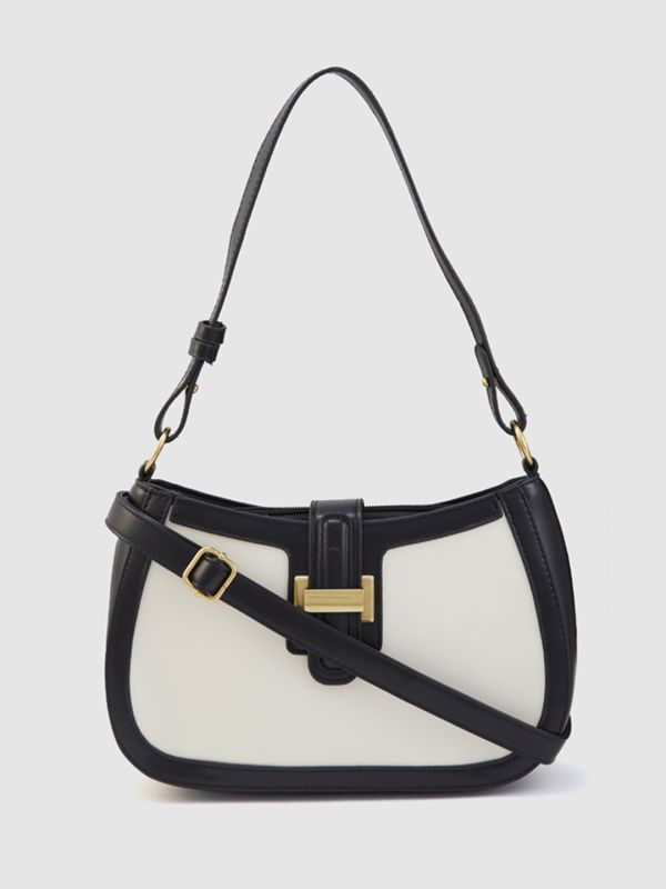 Globus Women Black Colourblocked Casual Sling Bag