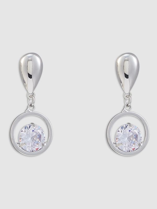 Globus Women Silver-Plated Teardrop Shaped Drop Earrings