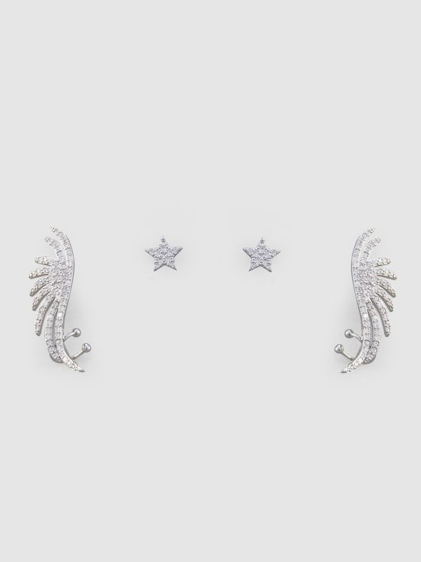 Globus Women Silver-Plated Star Shaped Ear Cuff