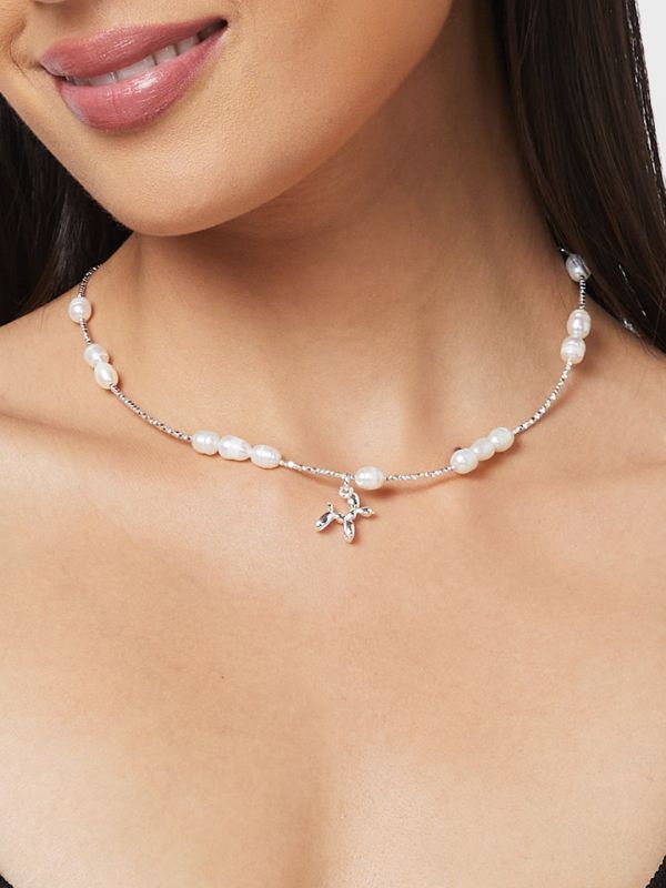 Globus Women Silver-Plated Pearls Statement Necklace