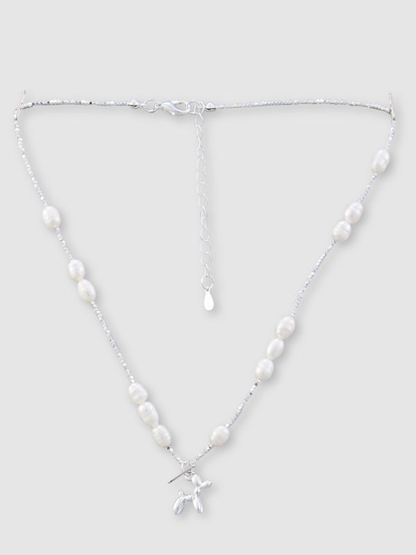 Globus Women Silver-Plated Pearls Statement Necklace