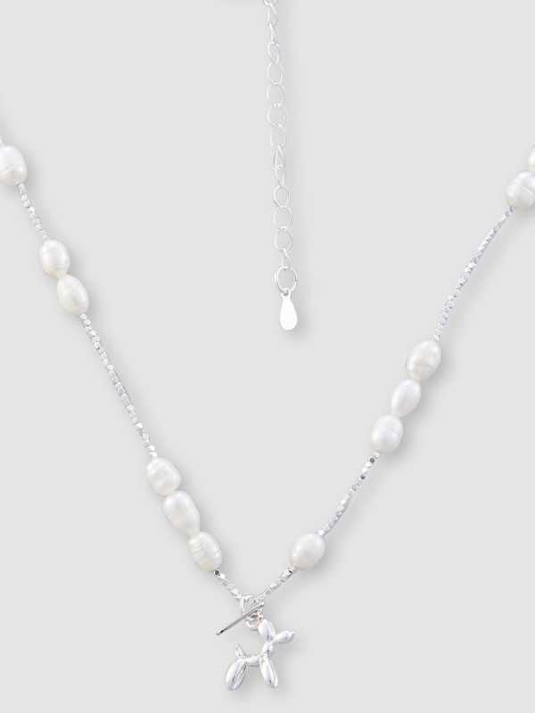Globus Women Silver-Plated Pearls Statement Necklace