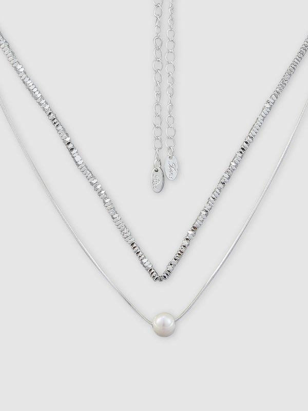 Globus Women Silver-Plated Pearls Statement Layered Necklace
