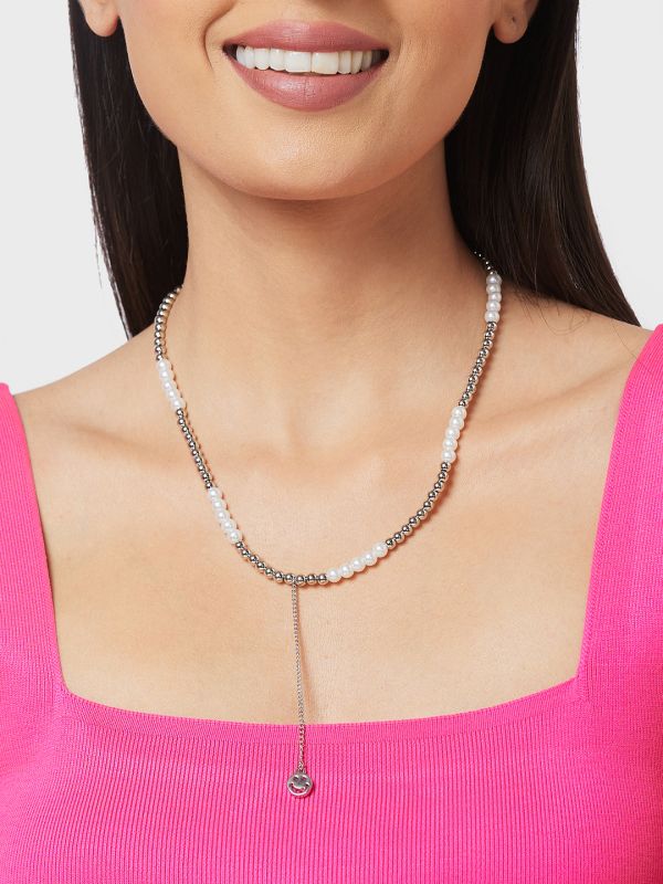 Globus Women Silver-Plated Pearls Statement Necklace