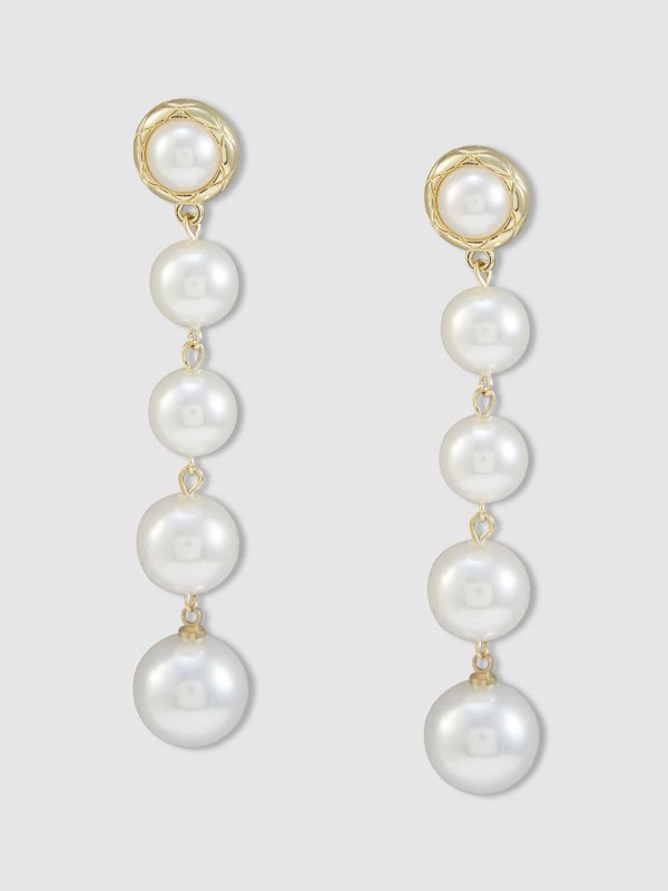 Globus Women Gold-Plated Pearl Classic Drop Earrings