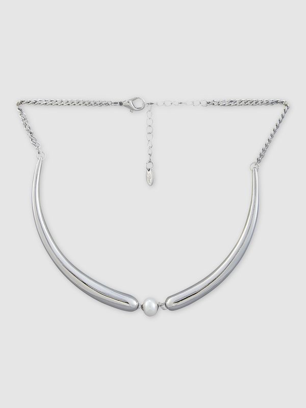 Globus Women Silver-Plated Pearls Statement Choker Necklace