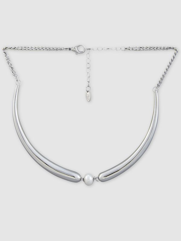 Globus Women Silver-Plated Pearls Statement Choker Necklace