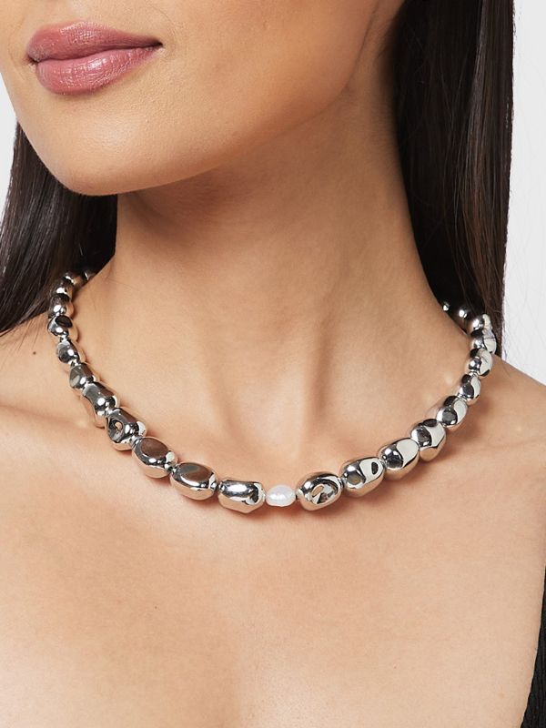 Globus Women Silver-Plated Statement Necklace
