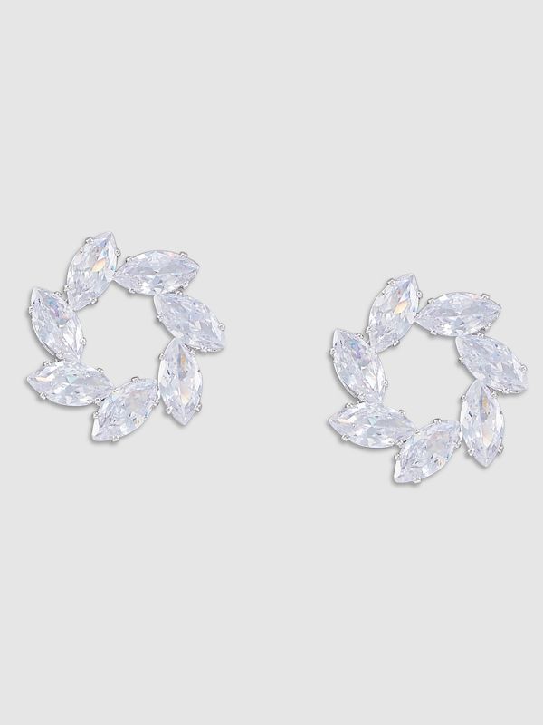 Globus Women Silver-Plated Circular Stud Earrings