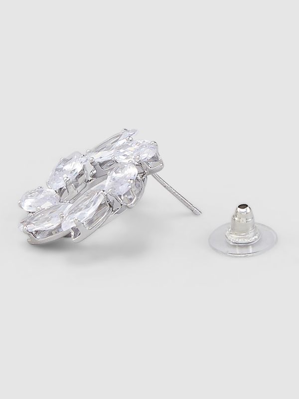 Globus Women Silver-Plated Circular Stud Earrings