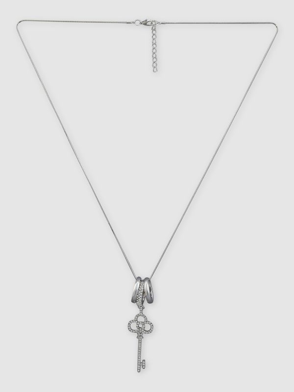 Globus Women Silver-Plated Key Shape Minimal Necklace
