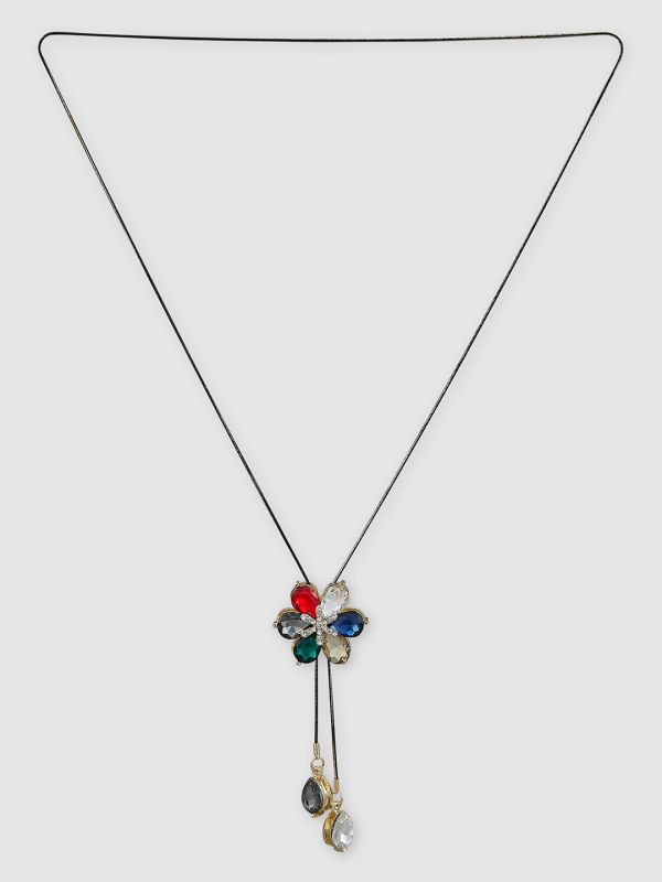 Globus Women Multi Silver-Plated Floral Statement Necklace