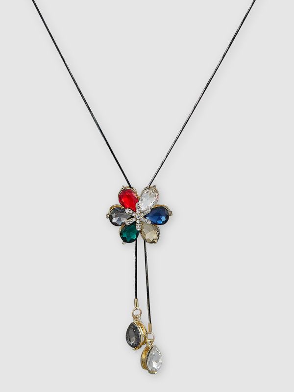 Globus Women Multi Silver-Plated Floral Statement Necklace