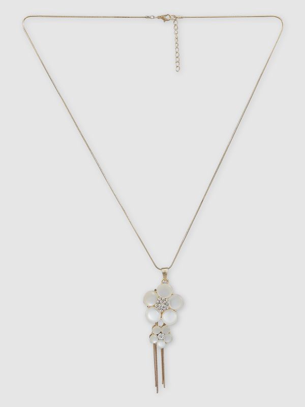 Globus Women White Gold-Plated Floral Statement Necklace