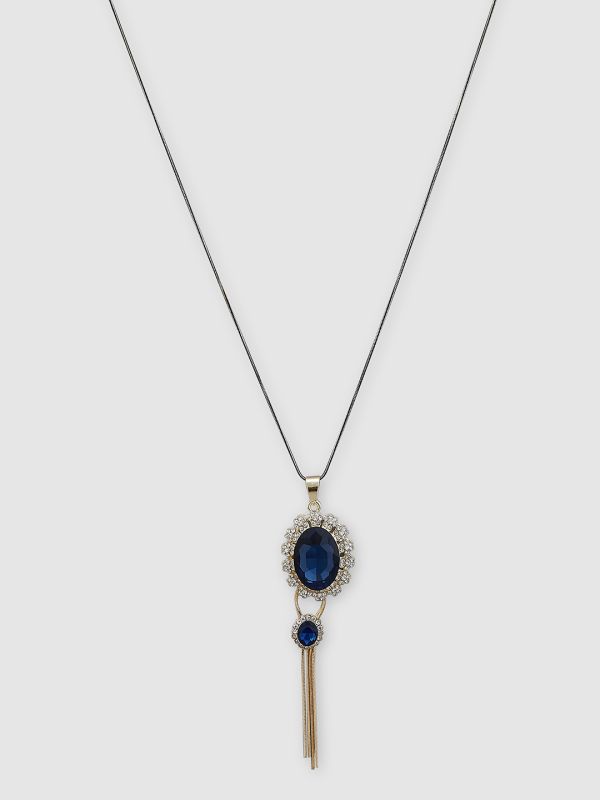 Globus Women Navy Gold-Plated Statement Necklace