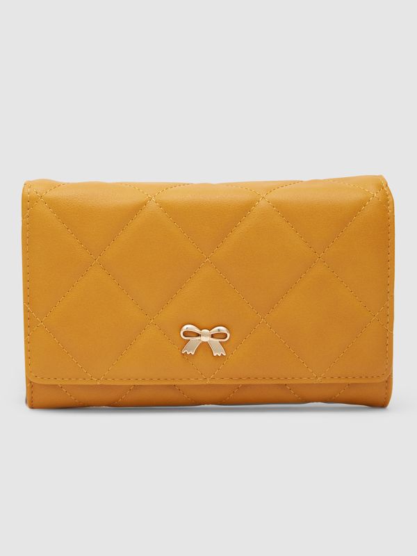 Globus Women Mustard Textured Vegan Leather Pouch Sling Bag