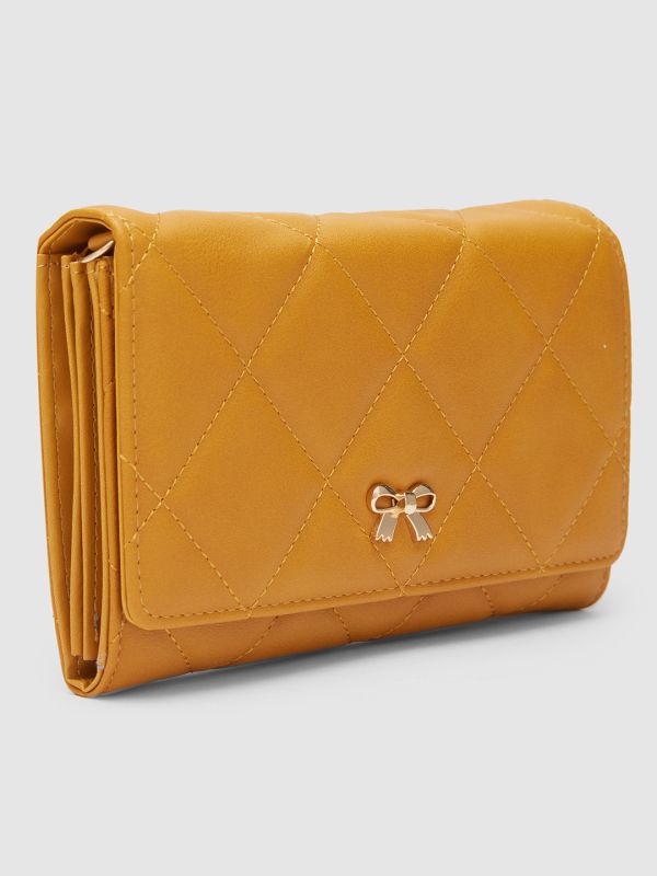 Globus Women Mustard Textured Vegan Leather Pouch Sling Bag