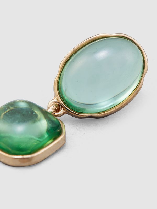 Globus Women Green Gold-Plated Geometric Drop Earrings