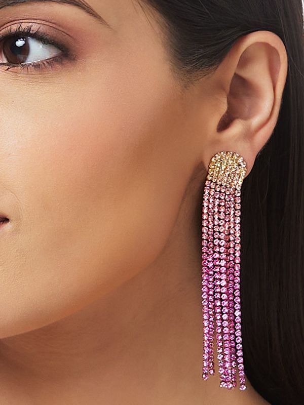 Globus Women Fuchsia Gold-Plated Contemporary Drop Earrings