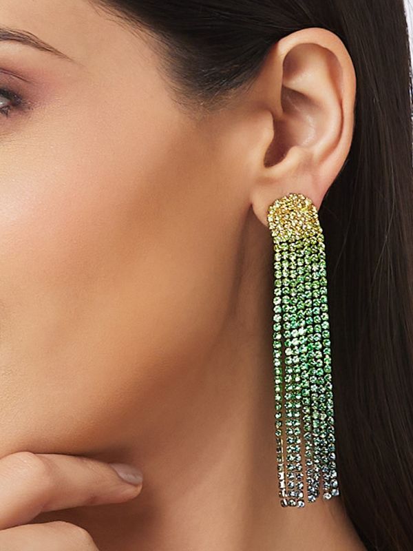 Globus Women Green Gold-Plated Contemporary Drop Earrings