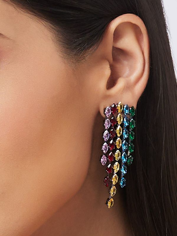 Globus Women Multi Rhodium-Plated Contemporary Drop Earrings