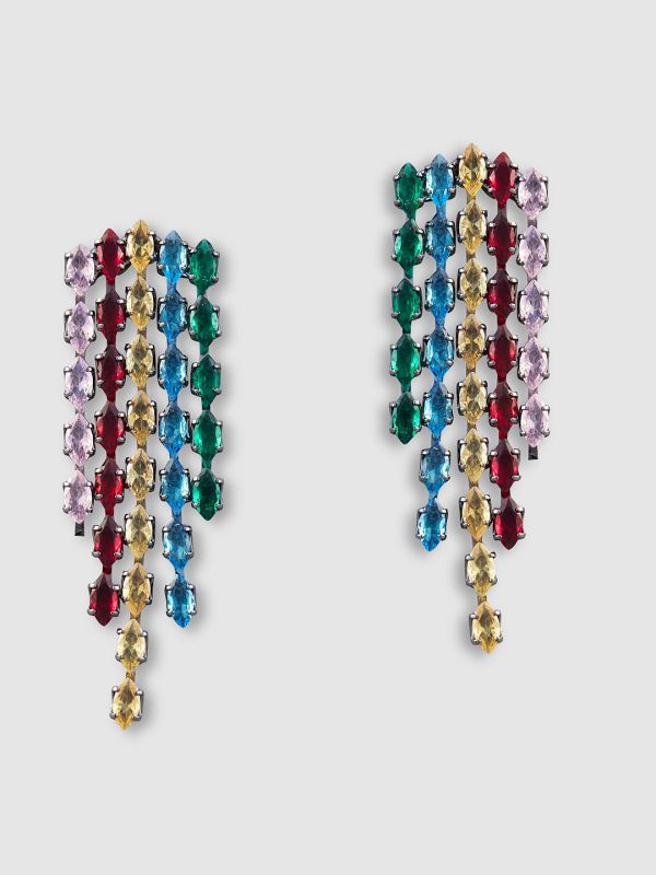 Globus Women Multi Rhodium-Plated Contemporary Drop Earrings