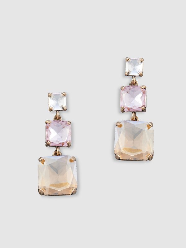 Globus Women Champagne Gold-Plated Geometric Drop Earrings