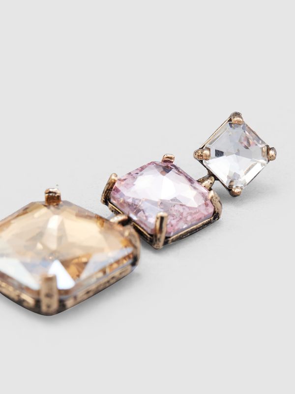 Globus Women Champagne Gold-Plated Geometric Drop Earrings