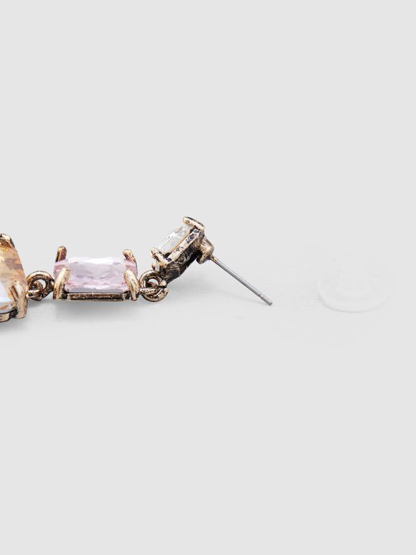 Globus Women Champagne Gold-Plated Geometric Drop Earrings