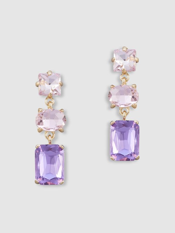 Globus Women Pink Purple Gold-Plated Classic Drop Earrings