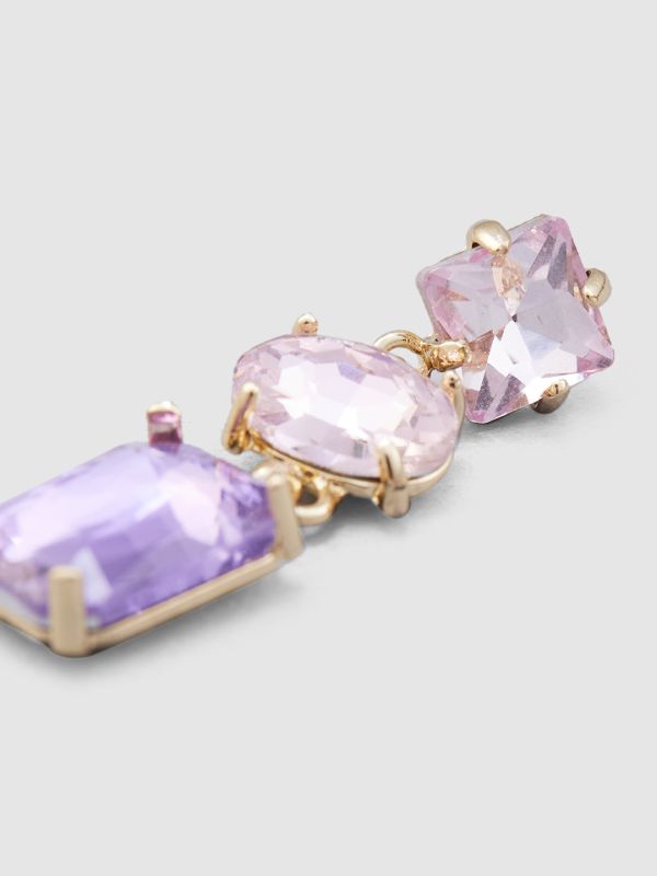 Globus Women Pink Purple Gold-Plated Classic Drop Earrings
