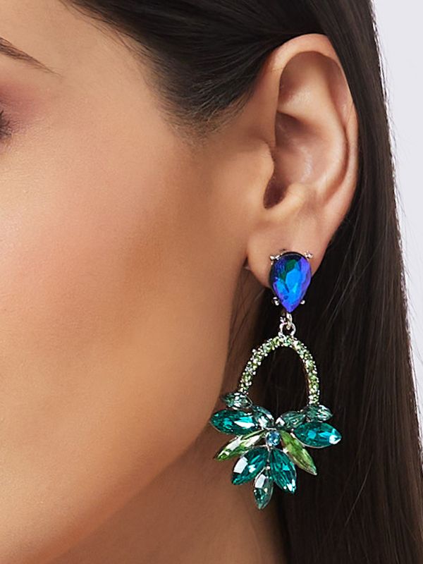 Globus Women Silver-Plated Floral Drop Earrings