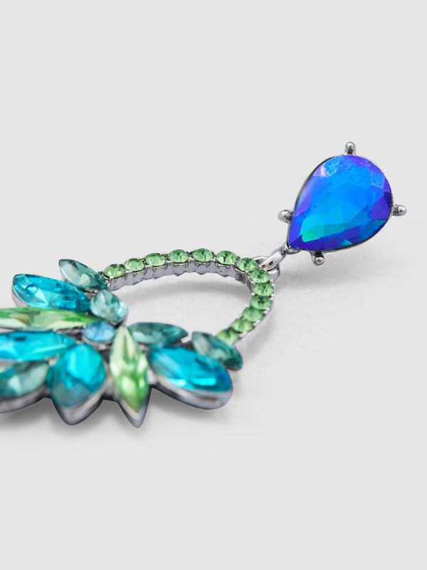 Globus Women Silver-Plated Floral Drop Earrings