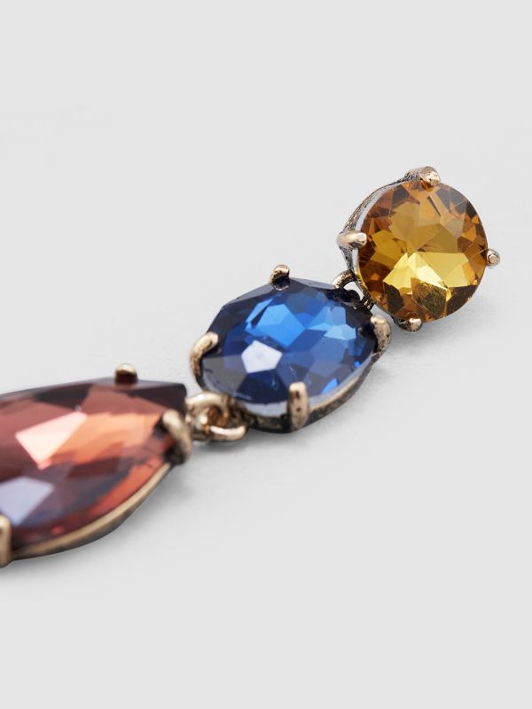 Globus Women Multi Gold-Plated Teardrop Shaped Drop Earrings