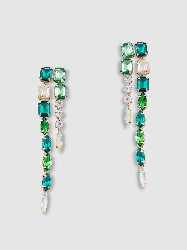 Globus Women Green Gold-Plated Contemporary Drop Earrings