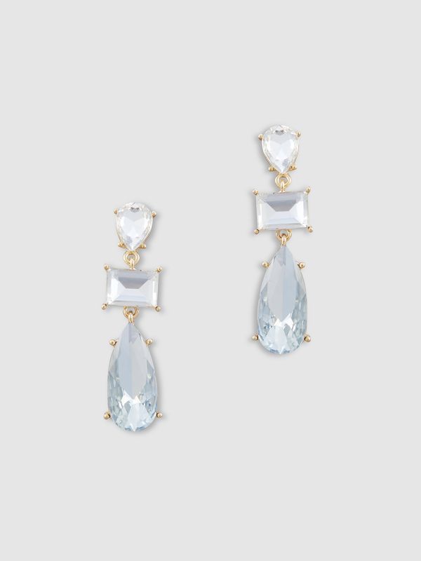 Globus Women White Gold-Plated Teardrop Shaped Drop Earrings