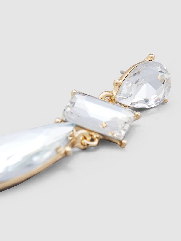 Globus Women White Gold-Plated Teardrop Shaped Drop Earrings
