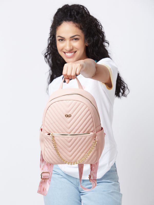 Globus Women Taupe Textured Smart Casual Backpack