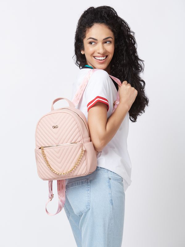 Globus Women Taupe Textured Smart Casual Backpack