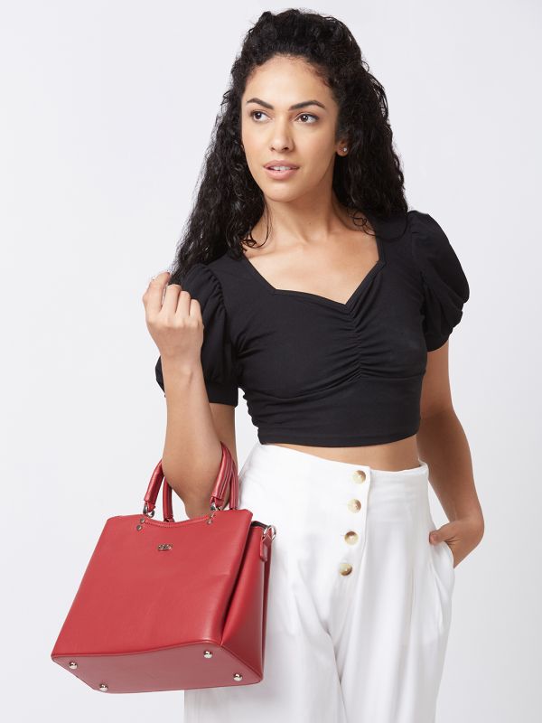 Globus Women Red Textured Casual Handheld Bag
