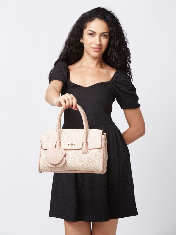 Globus Women Nude Textured Casual Handheld Bag