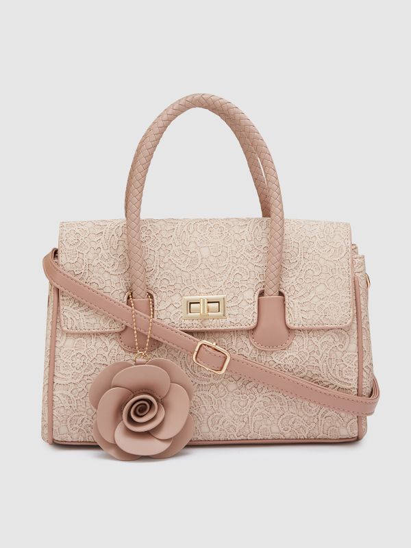 Globus Women Nude Textured Casual Handheld Bag