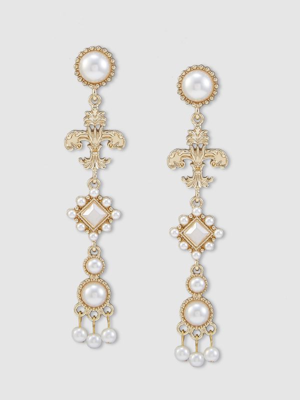 Globus Women Gold-Plated Pearl Classic Drop Earrings