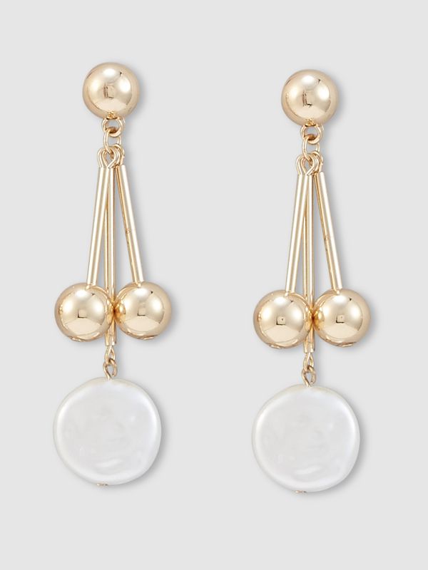 Globus Women Gold-Plated Pearls Contemporary Drop Earrings