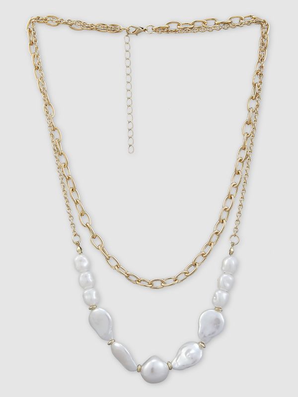 Globus Women Gold-Plated Pearls Statement Layered Necklace