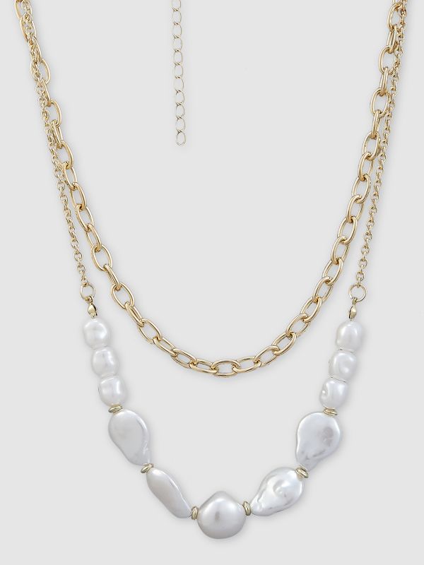 Globus Women Gold-Plated Pearls Statement Layered Necklace