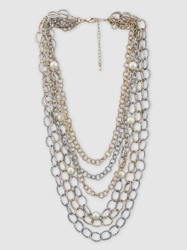 Globus Women Gold-Plated Pearls Statement Layered Necklace