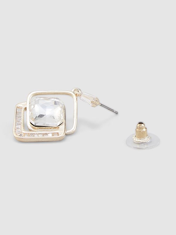 Globus Women Gold-Plated Cubic Zirconia Square Drop Earrings