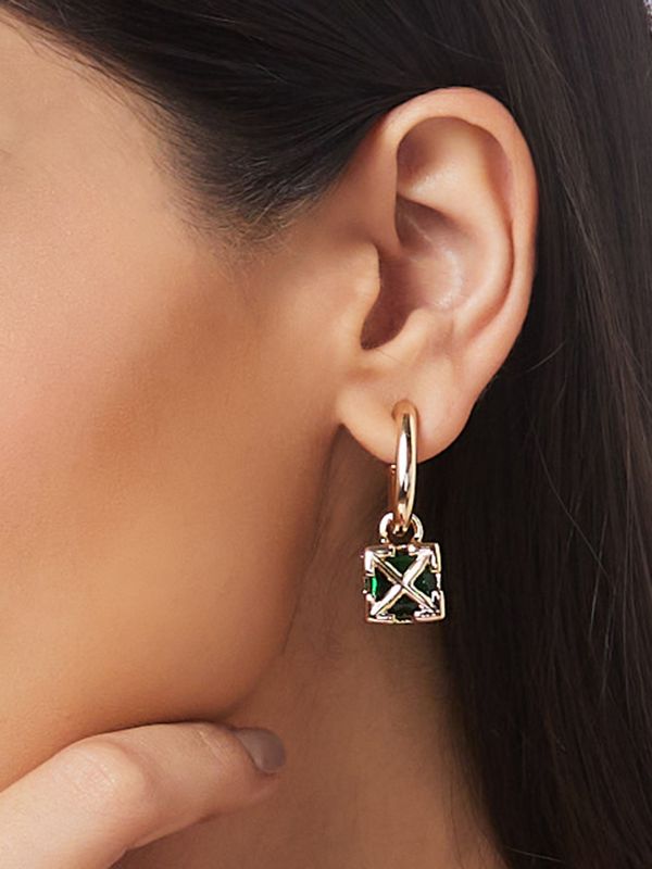 Globus Women Gold-Plated Square Half Hoop Earrings