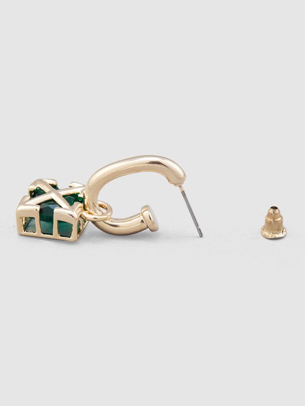 Globus Women Gold-Plated Square Half Hoop Earrings
